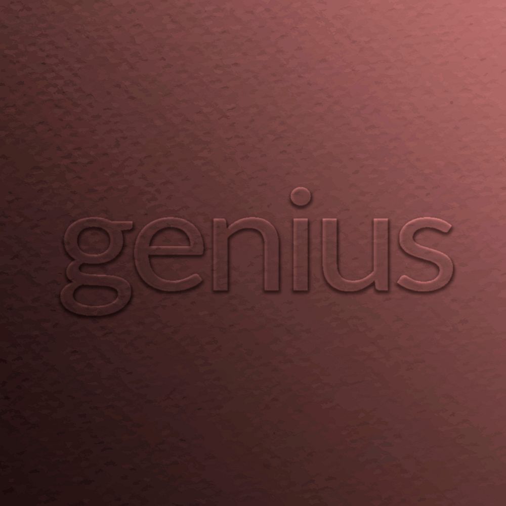 Genius emboss typography vector on paper texture