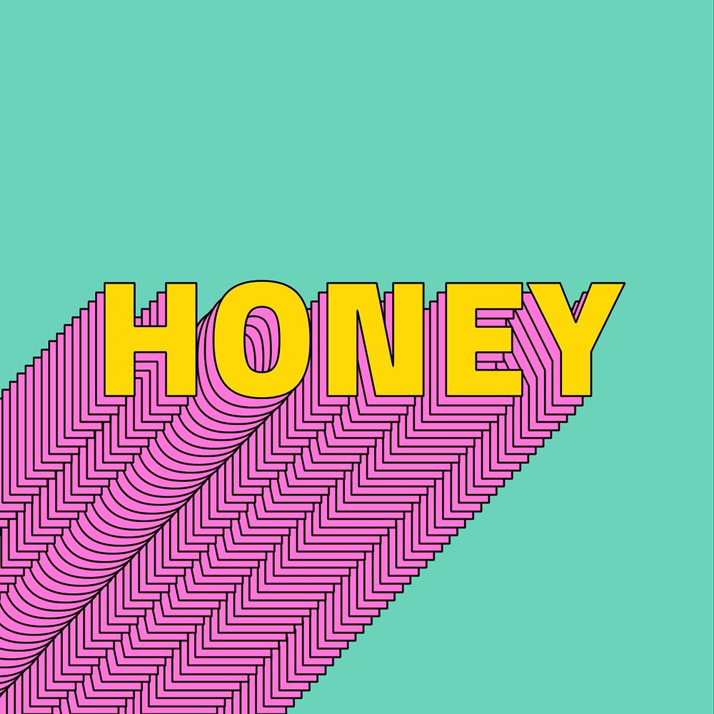 Honey layered text typography retro word