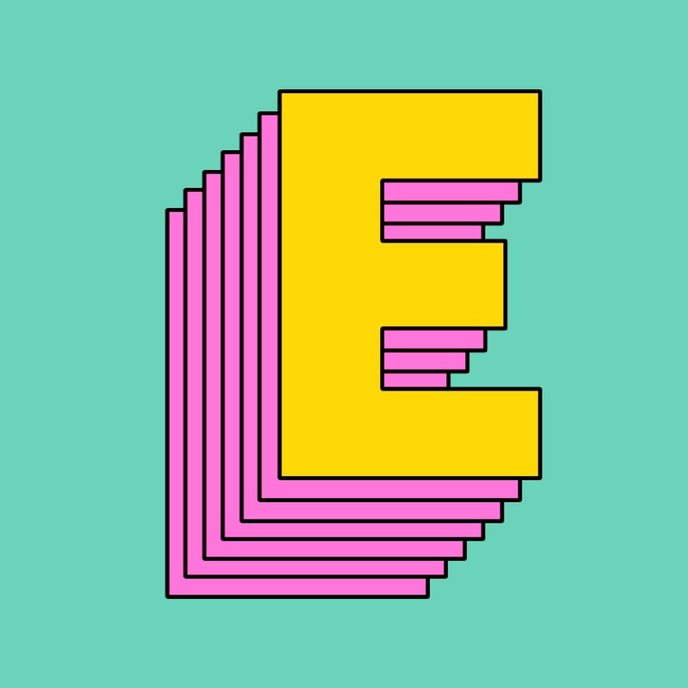 Letter e 3d stylized psd typeface