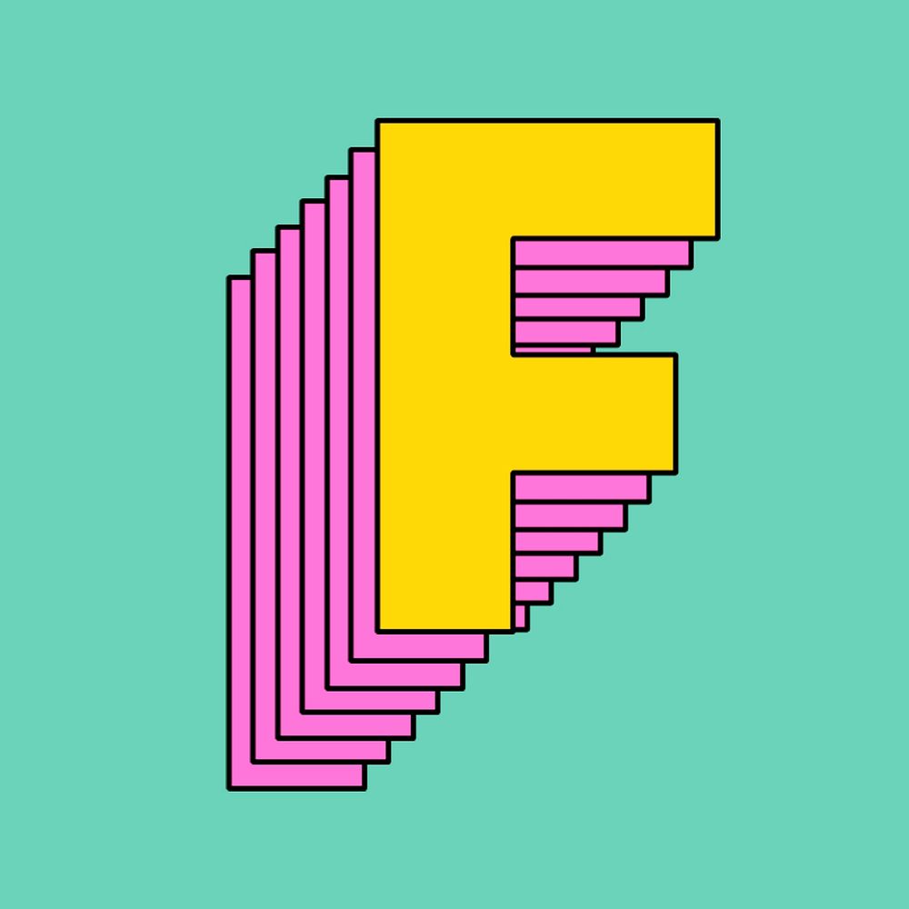 Layered letter f psd stylized typography