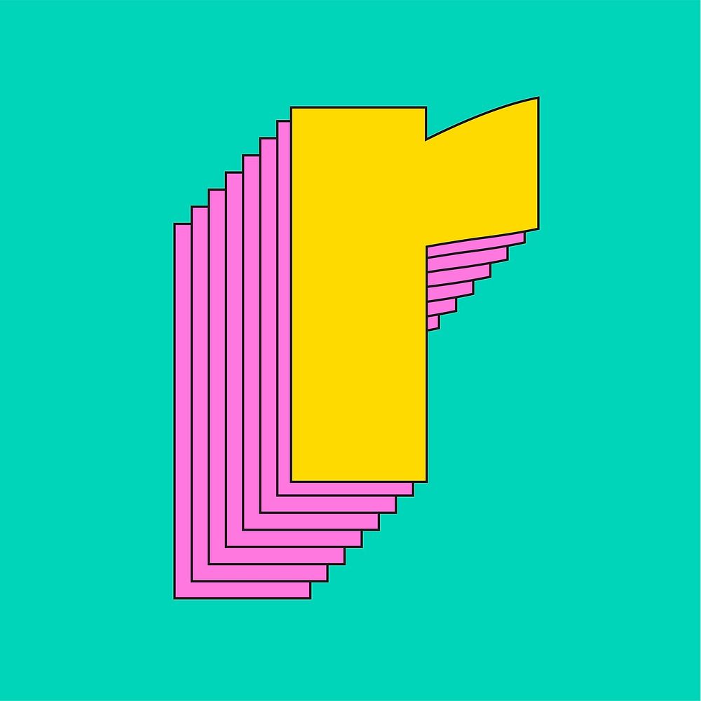 Layered letter r vector stylized typography