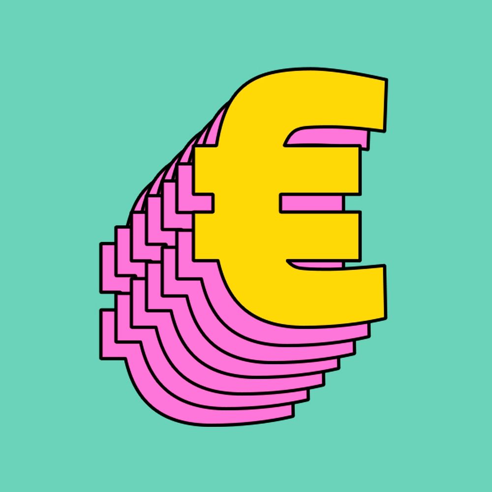 Layered psd euro symbol retro typeface