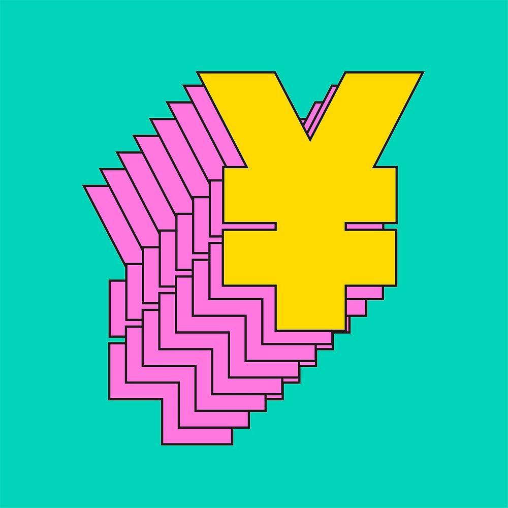 Yen symbol layered 3d vector font