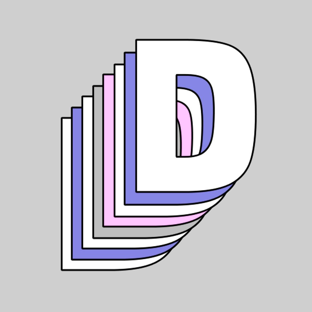 Pastel letter d layered psd font