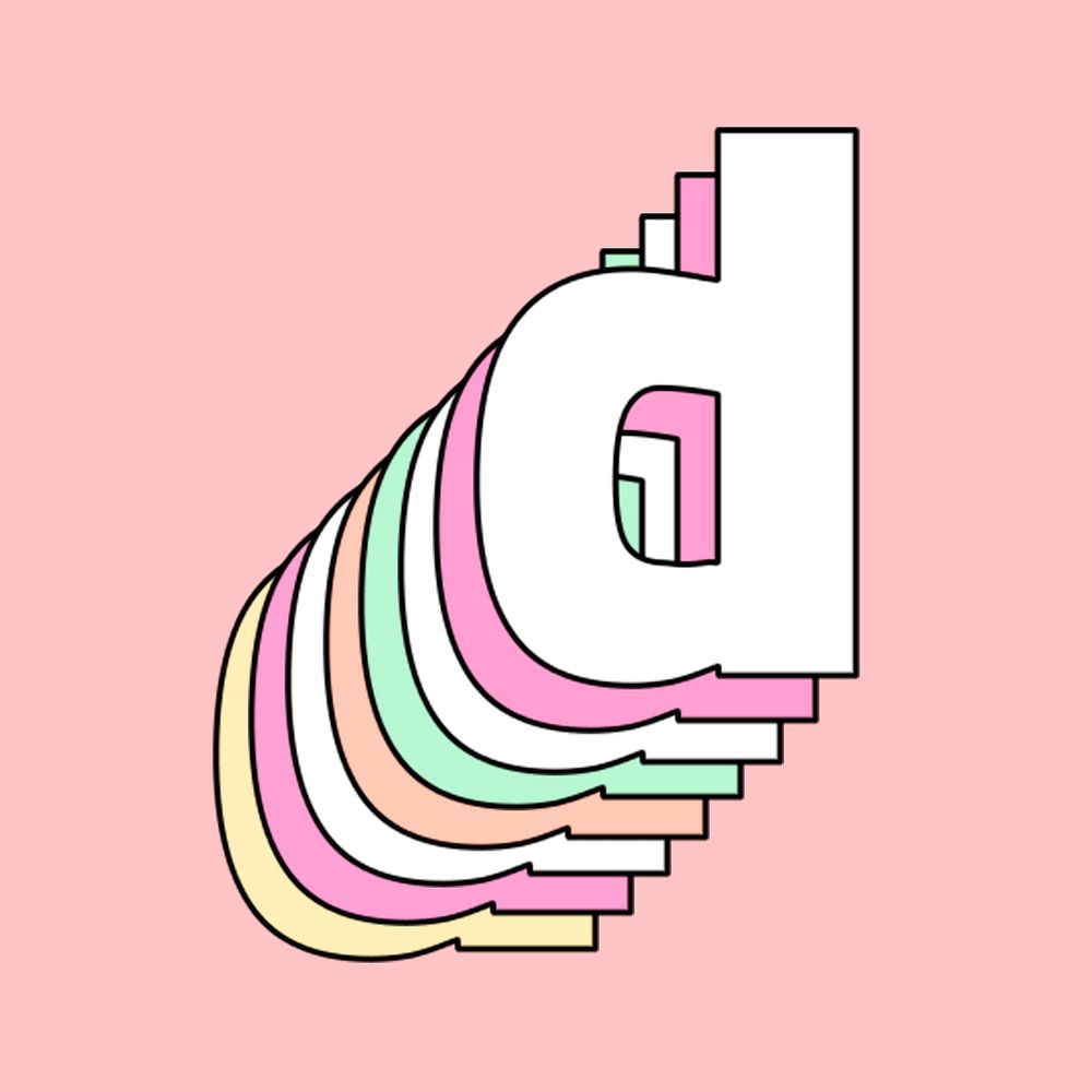 Lowercase d pastel psd layered letter font