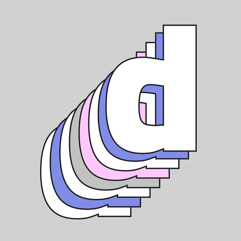 Layered letter d vector retro typeface