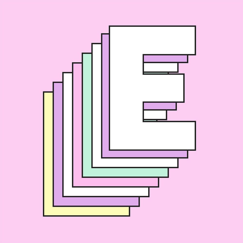 Layered pastel uppercase e vector typography
