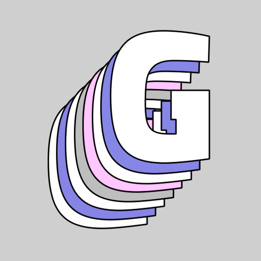 3d letter g psd pastel stylized typography