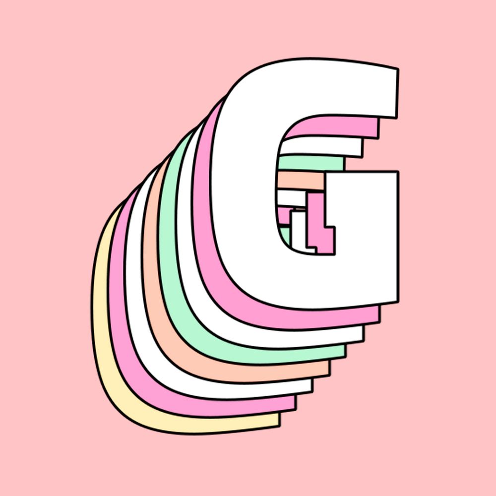 Capital letter g psd pastel stylized typography