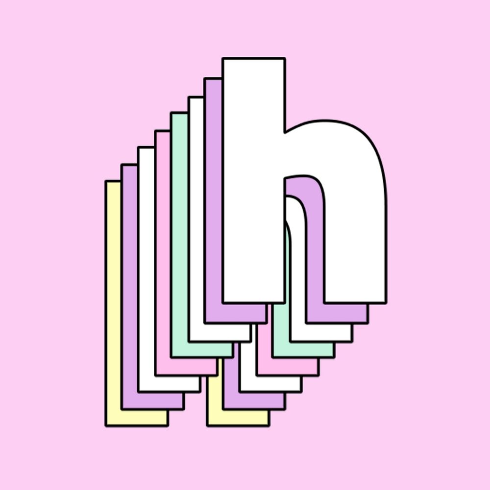 Pastel letter h layered psd vintage stylized typography