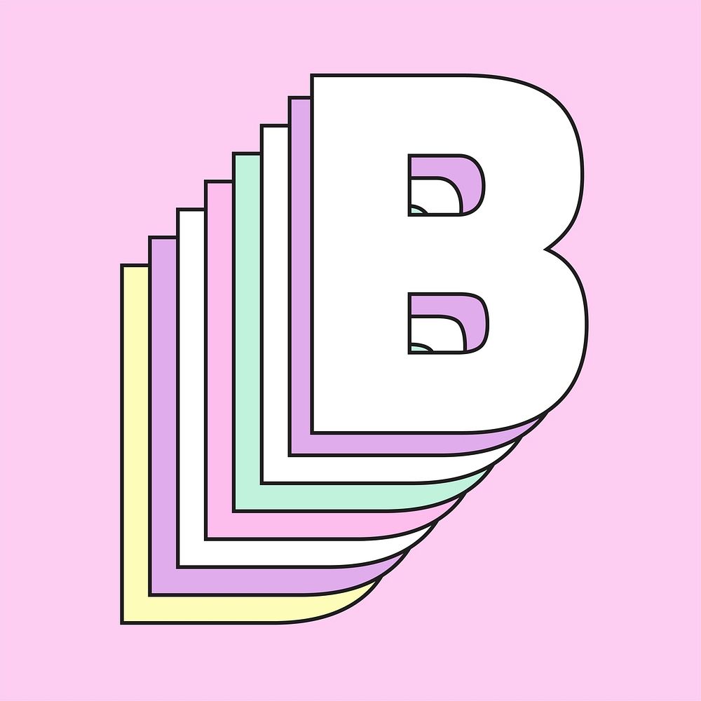 Layered letter b vector retro typeface