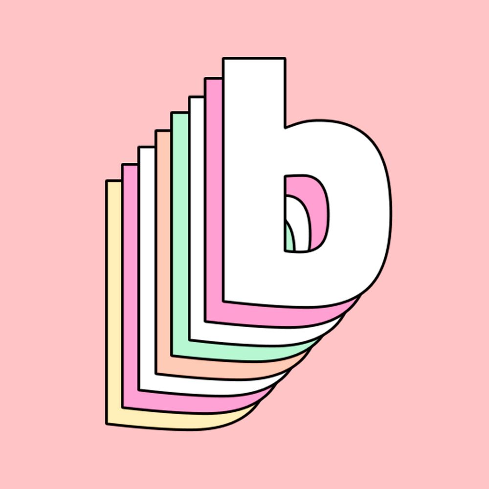 Lowercase b letter pastel psd layered font