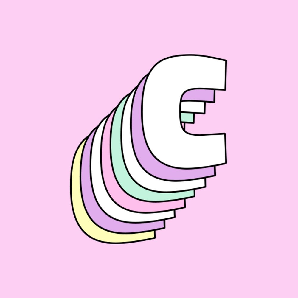 Pastel letter c layered psd font