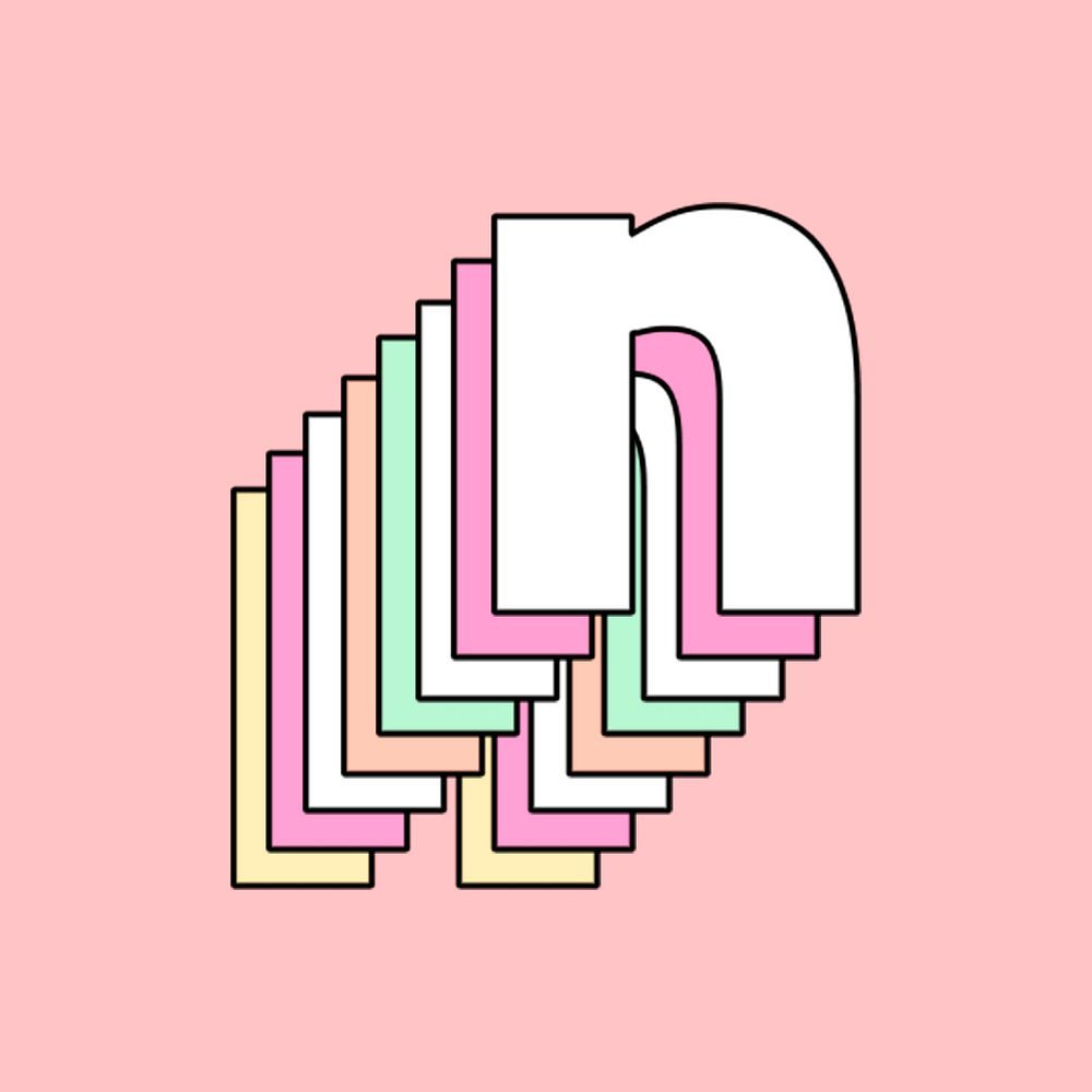 Layered psd letter n pastel stylized typography