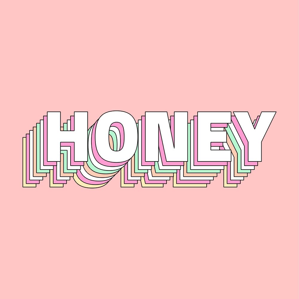 Honey layered message typography retro word