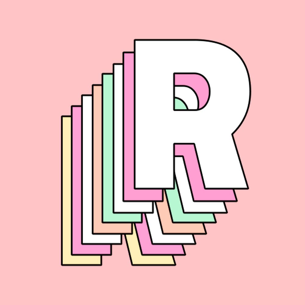 3d letter r psd pastel stylized typography