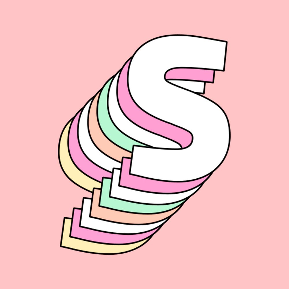 Pastel letter s psd stylized typography