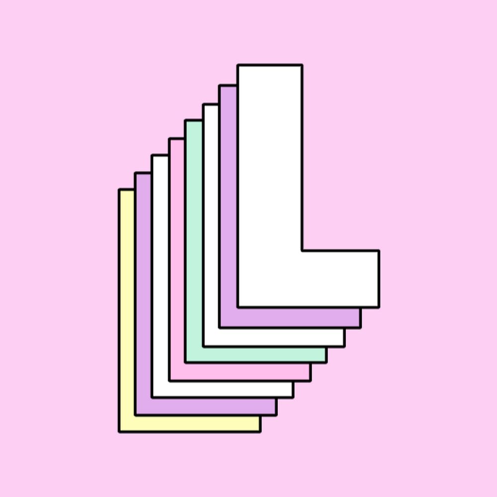 3d pastel letter l psd stylized typography