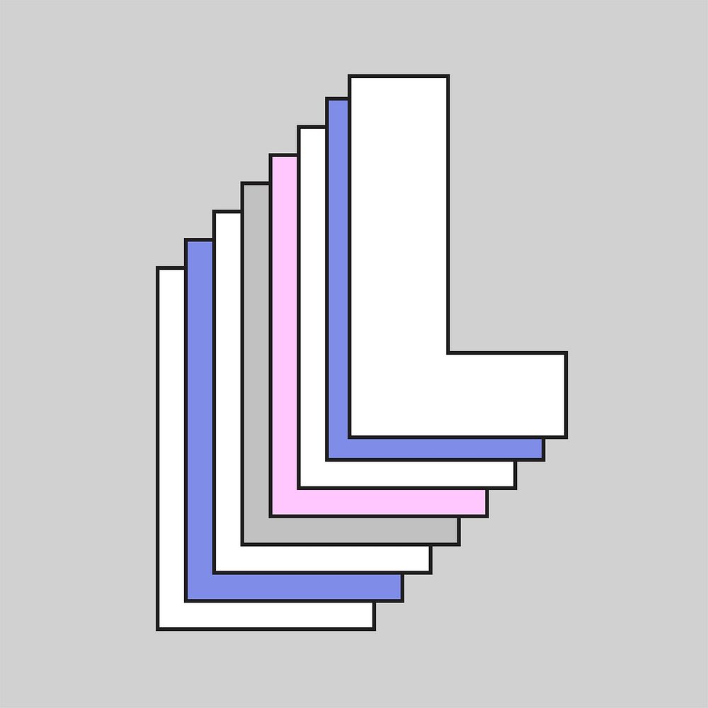 Retro 3d letter l vector pastel typography