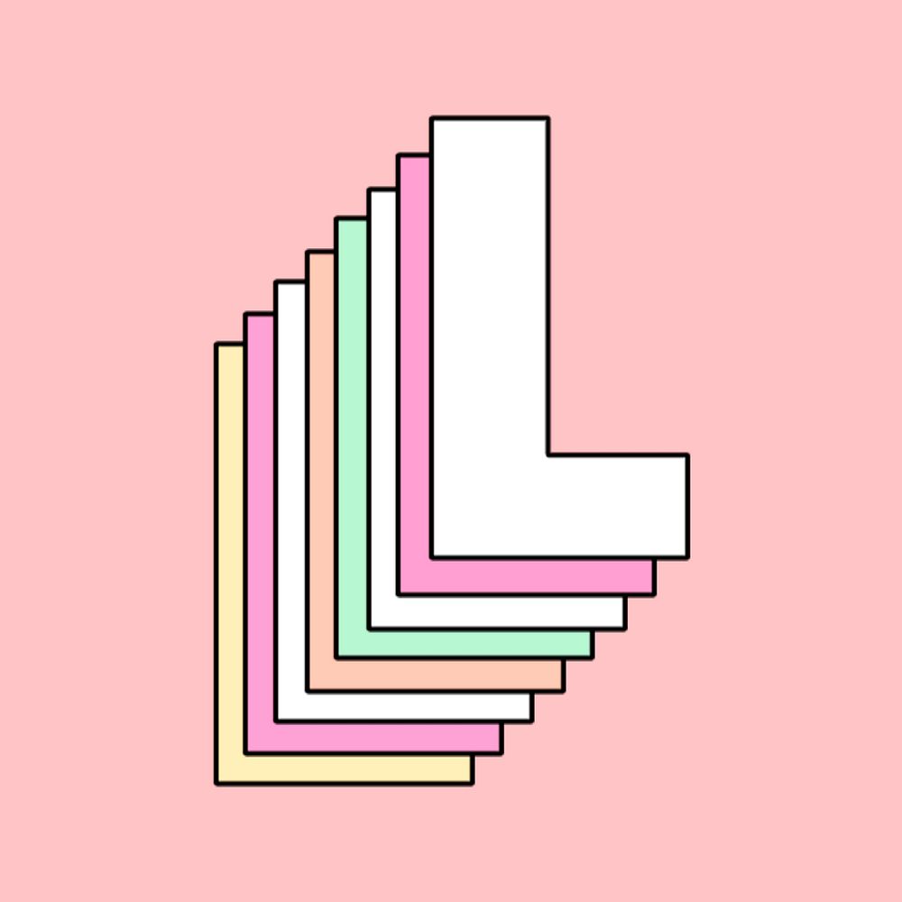 Pastel layered letter l psd stylized typography