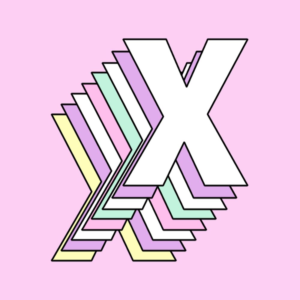 3d letter x psd pastel typography