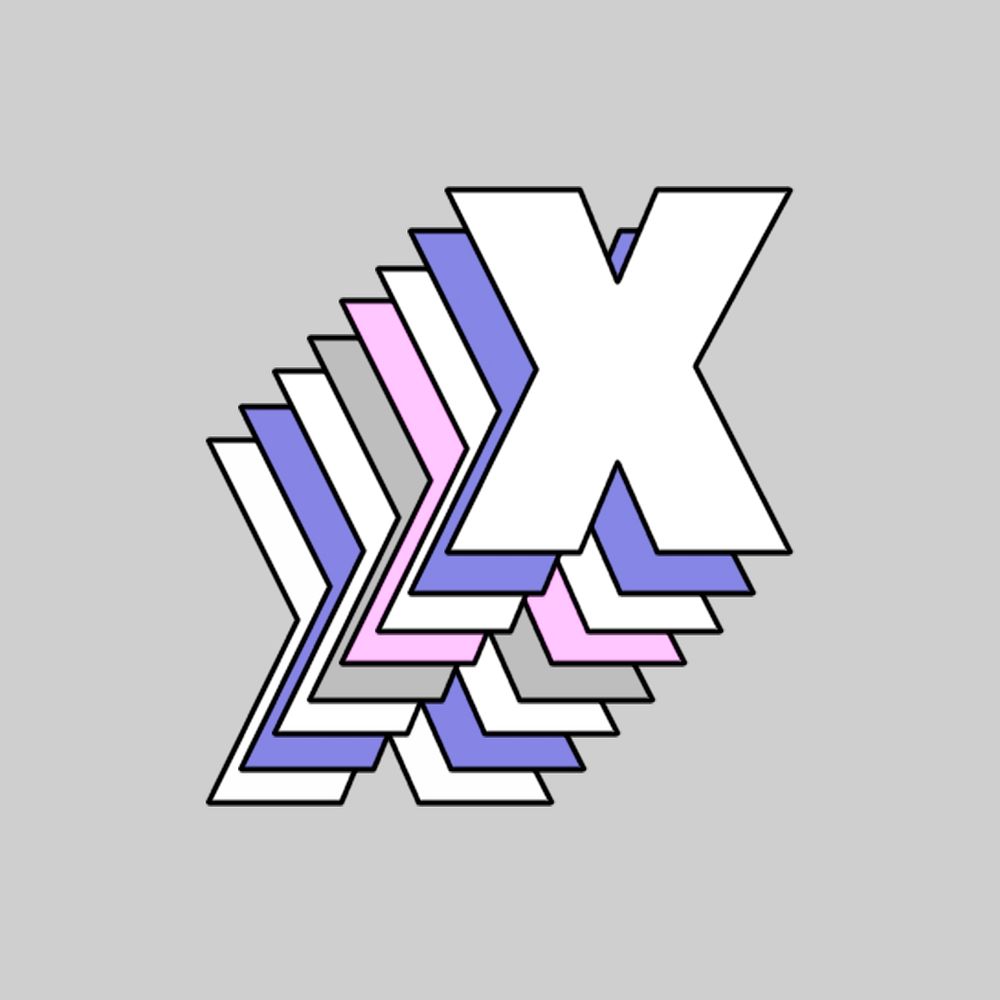 Letter x layered psd pastel stylized typography