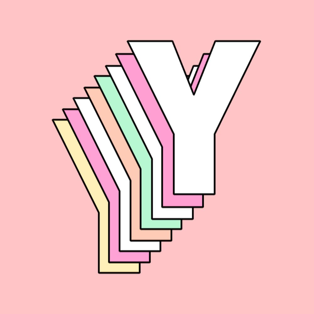 Capital letter y psd layered pastel stylized typography