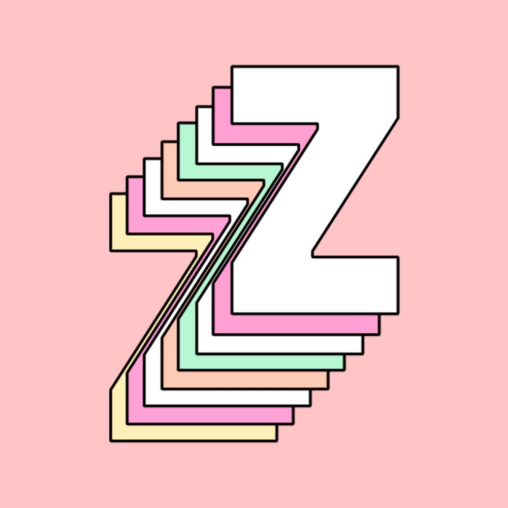 Letter z layered psd pastel stylized typography