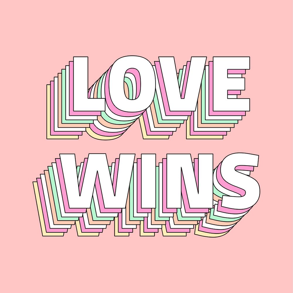 Love Wins Layered Typography Retro | Free Photo - Rawpixel