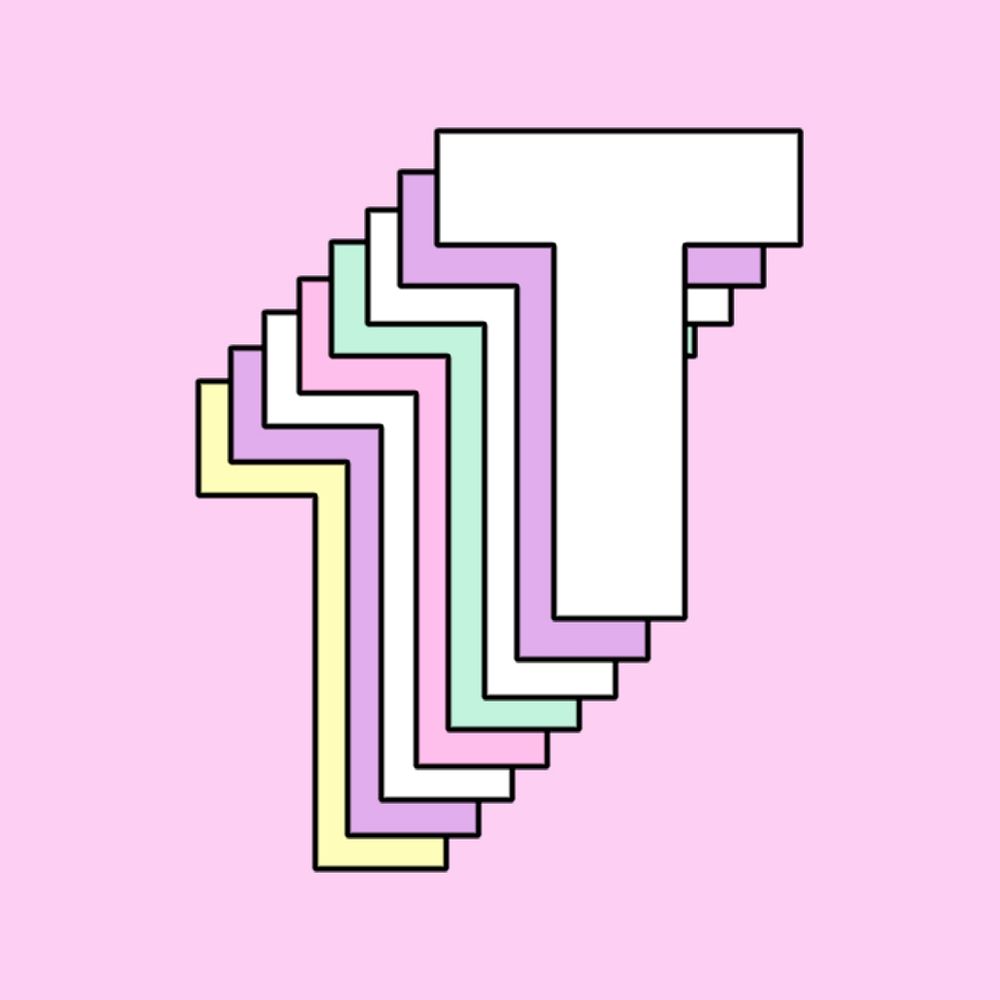 3d letter t psd pastel stylized typography