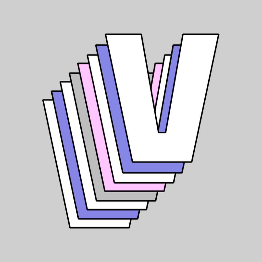 3d letter v psd pastel stylized typography