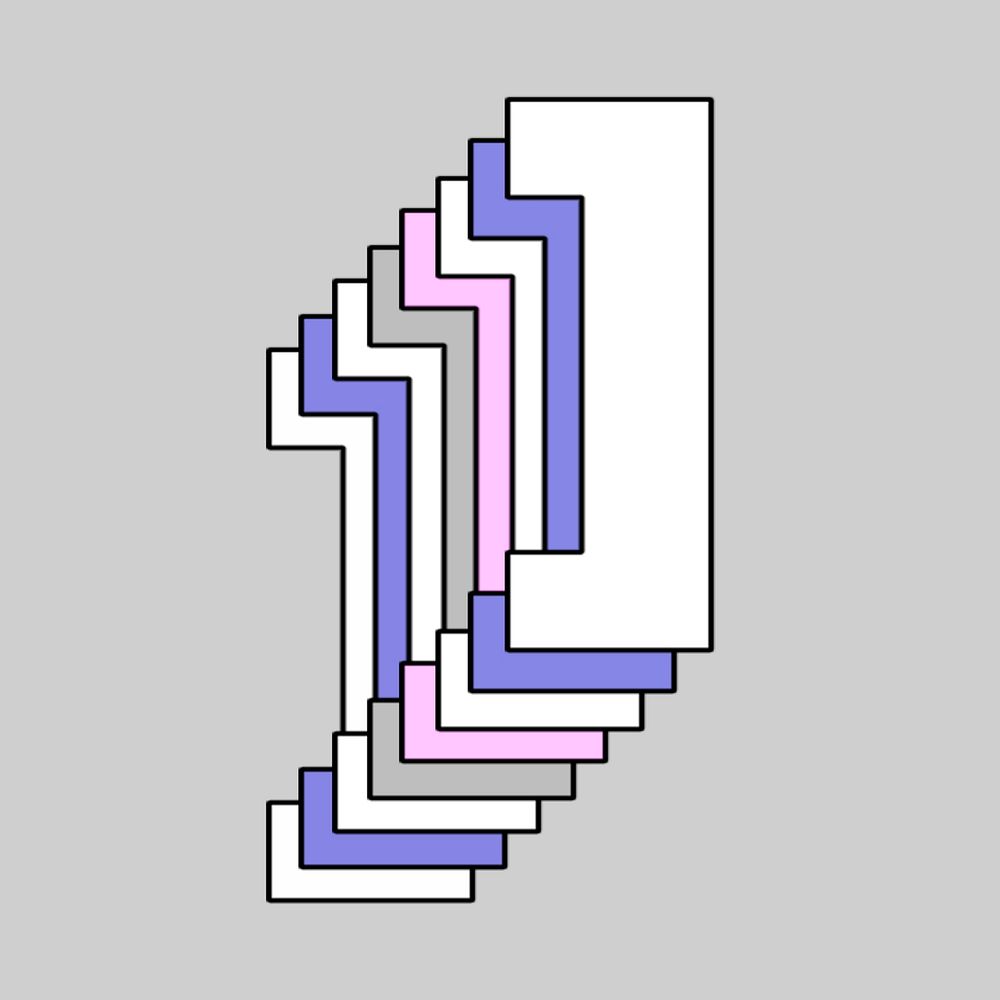 Layered pastel square bracket psd retro typography