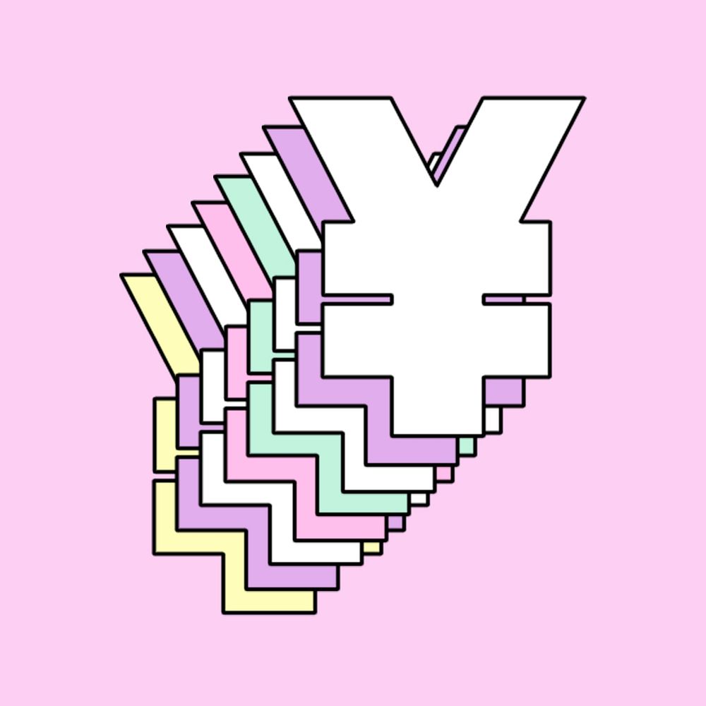 Yen symbol pastel 3d psd font