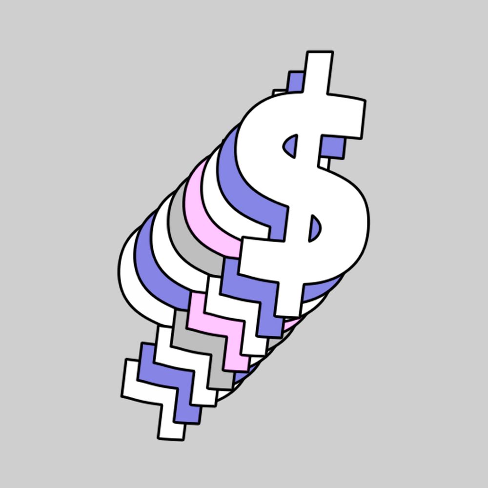 Dollar symbol pastel 3d psd font