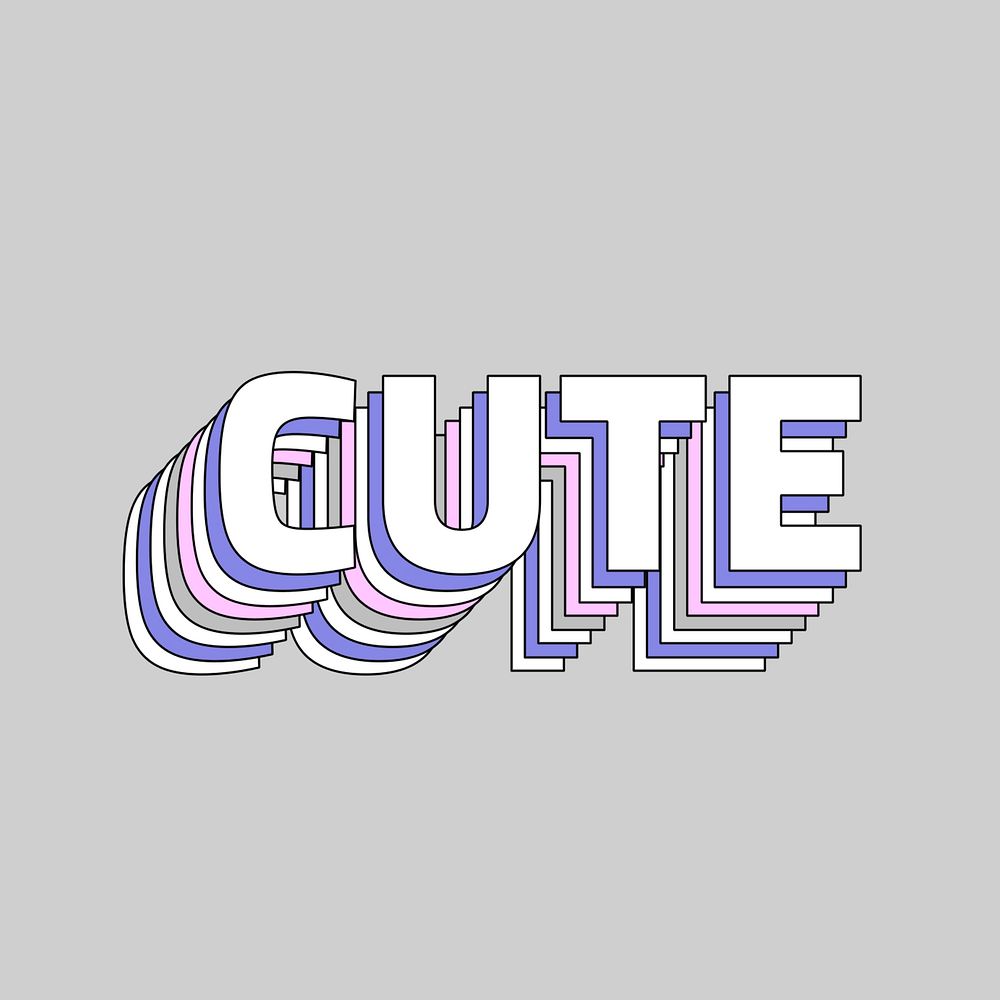 Multilayer cute word typography psd retro text