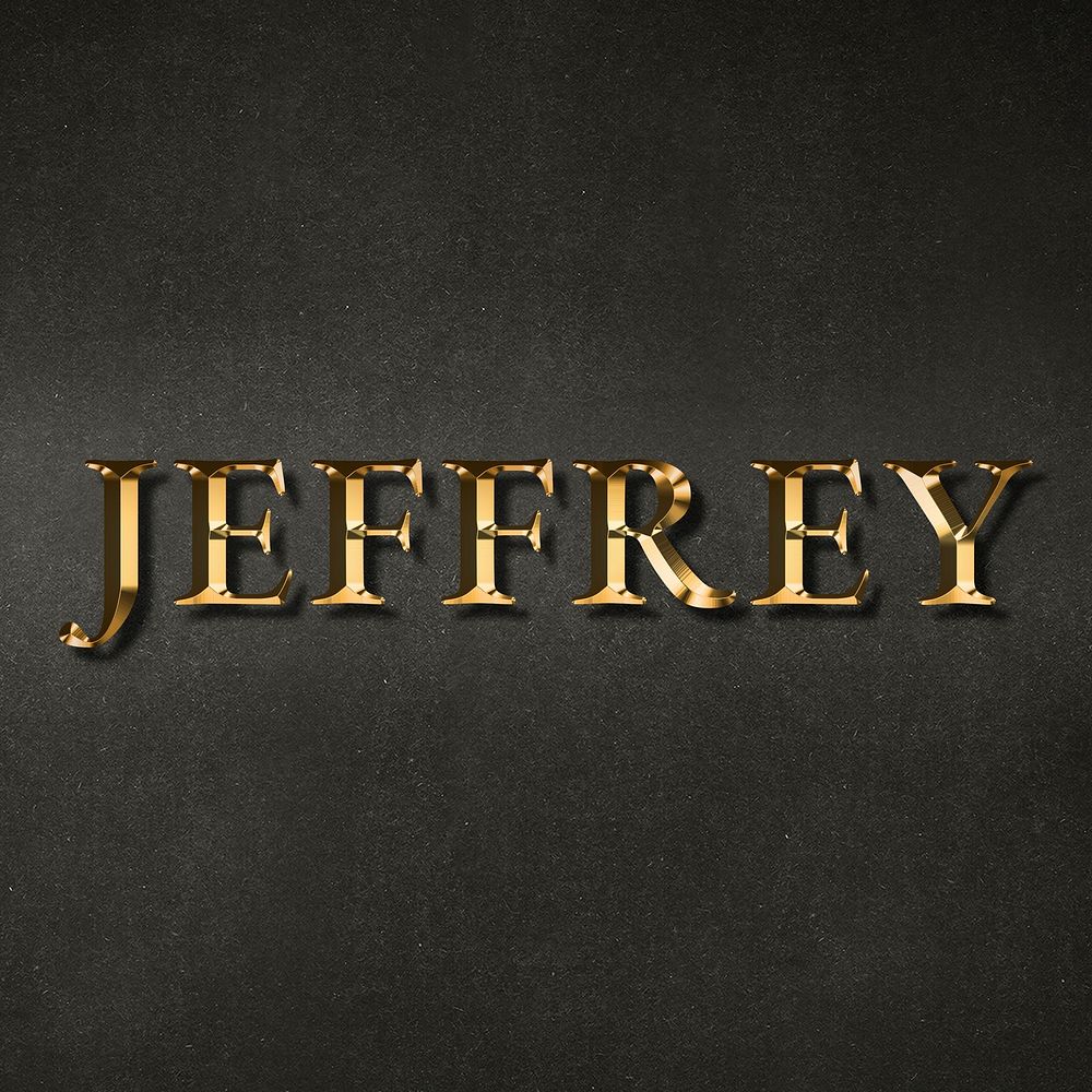Jeffrey typography in gold effect design element 