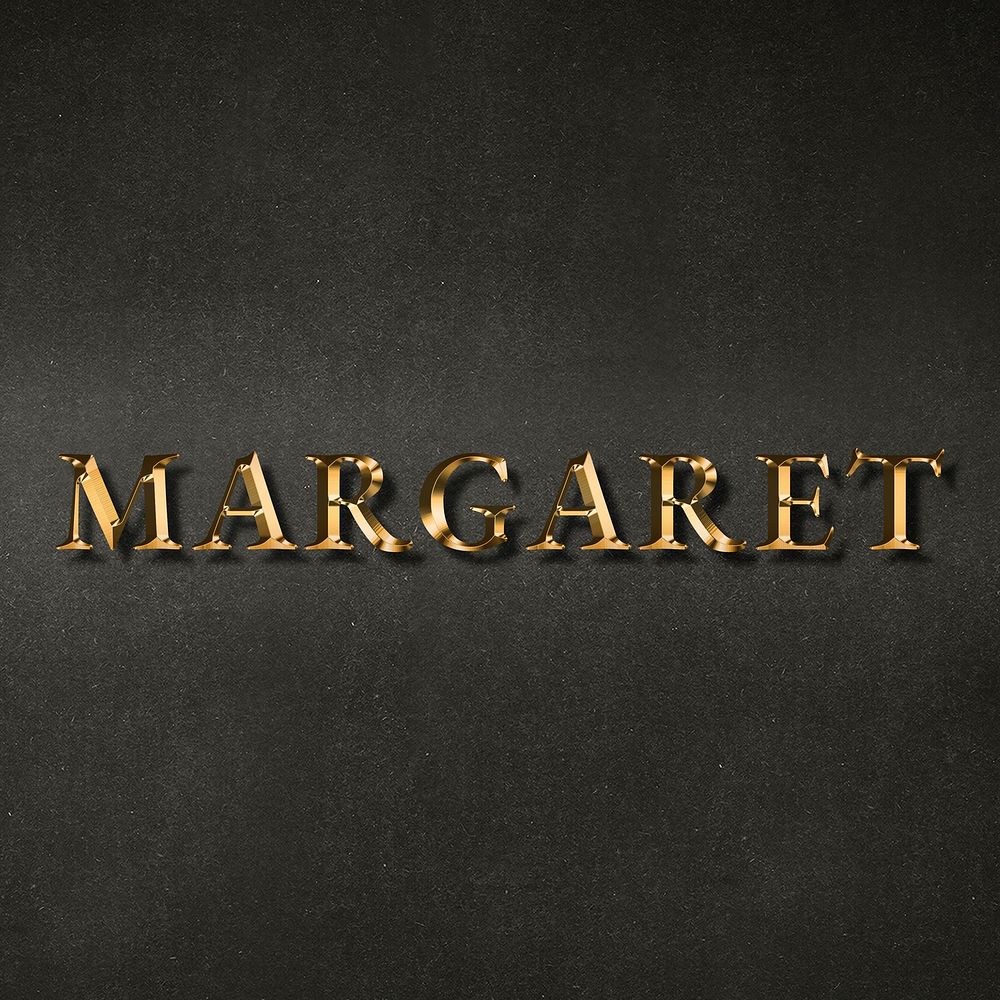 Margaret typography in gold effect design element 