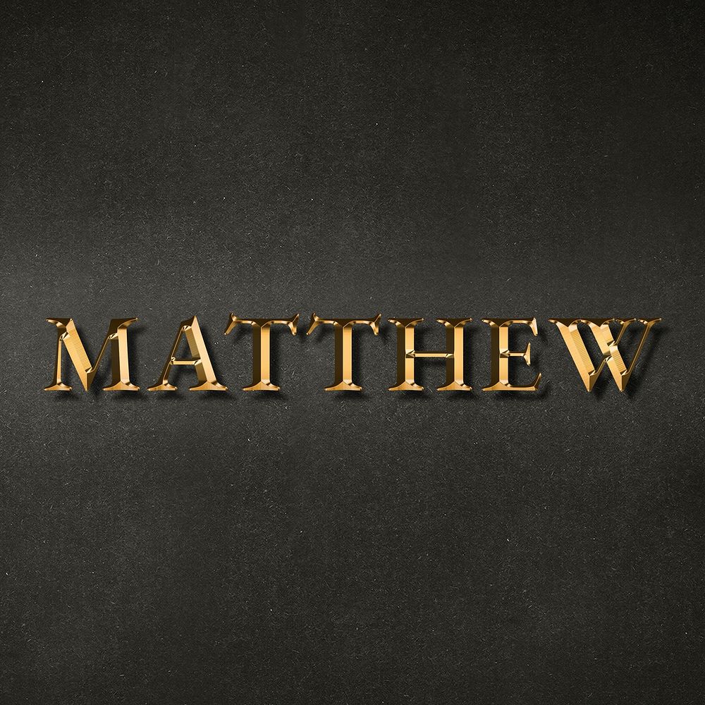 Matthew typography in gold effect design element