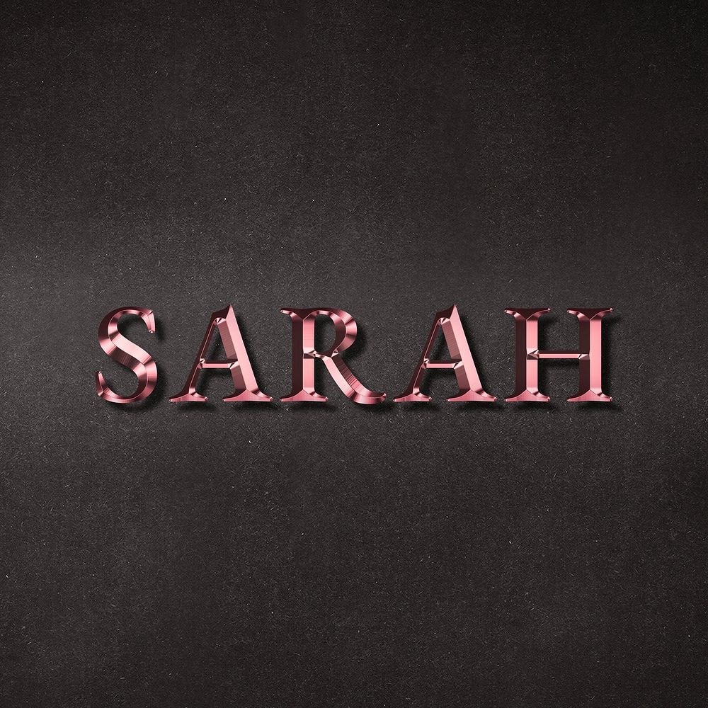 Sarah typography in metallic rose gold design element