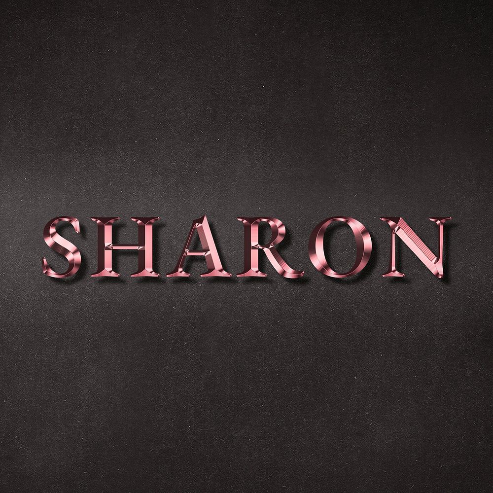 Sharon typography in metallic rose gold design element