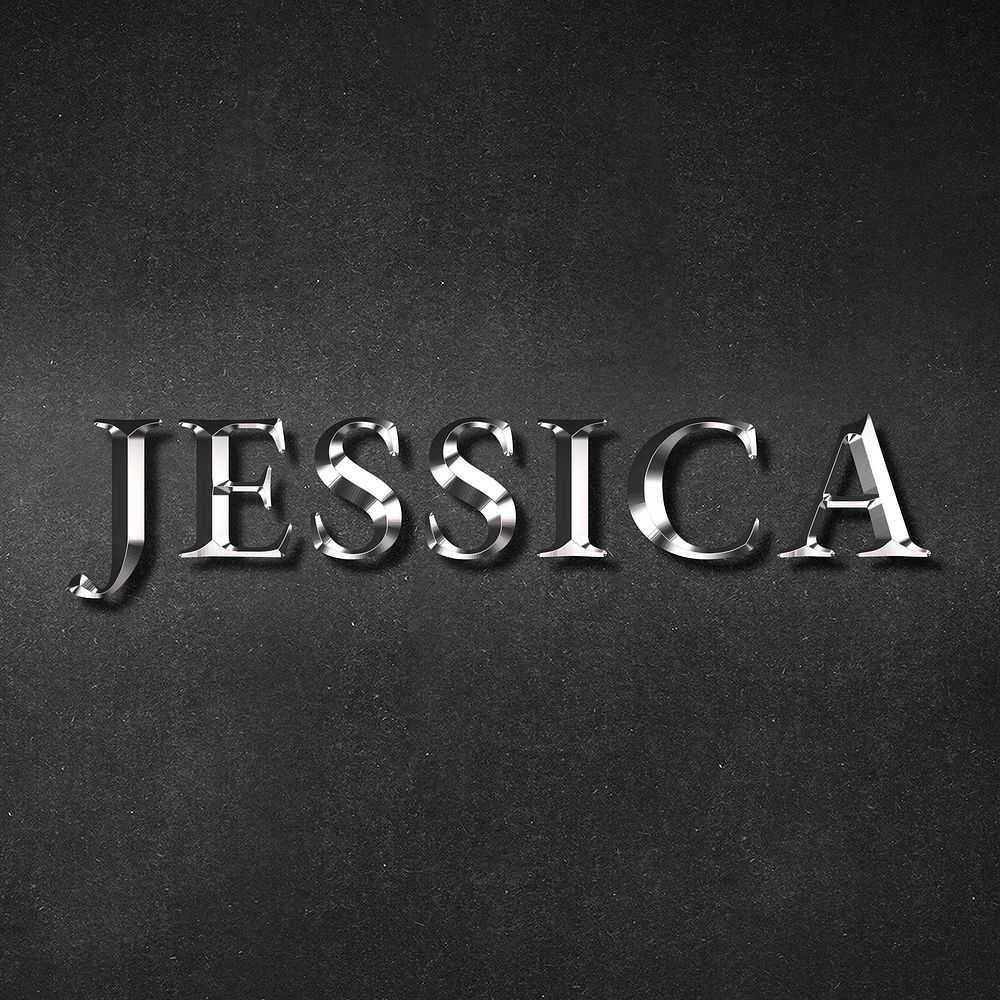 Jessica typography in silver metallic effect design element