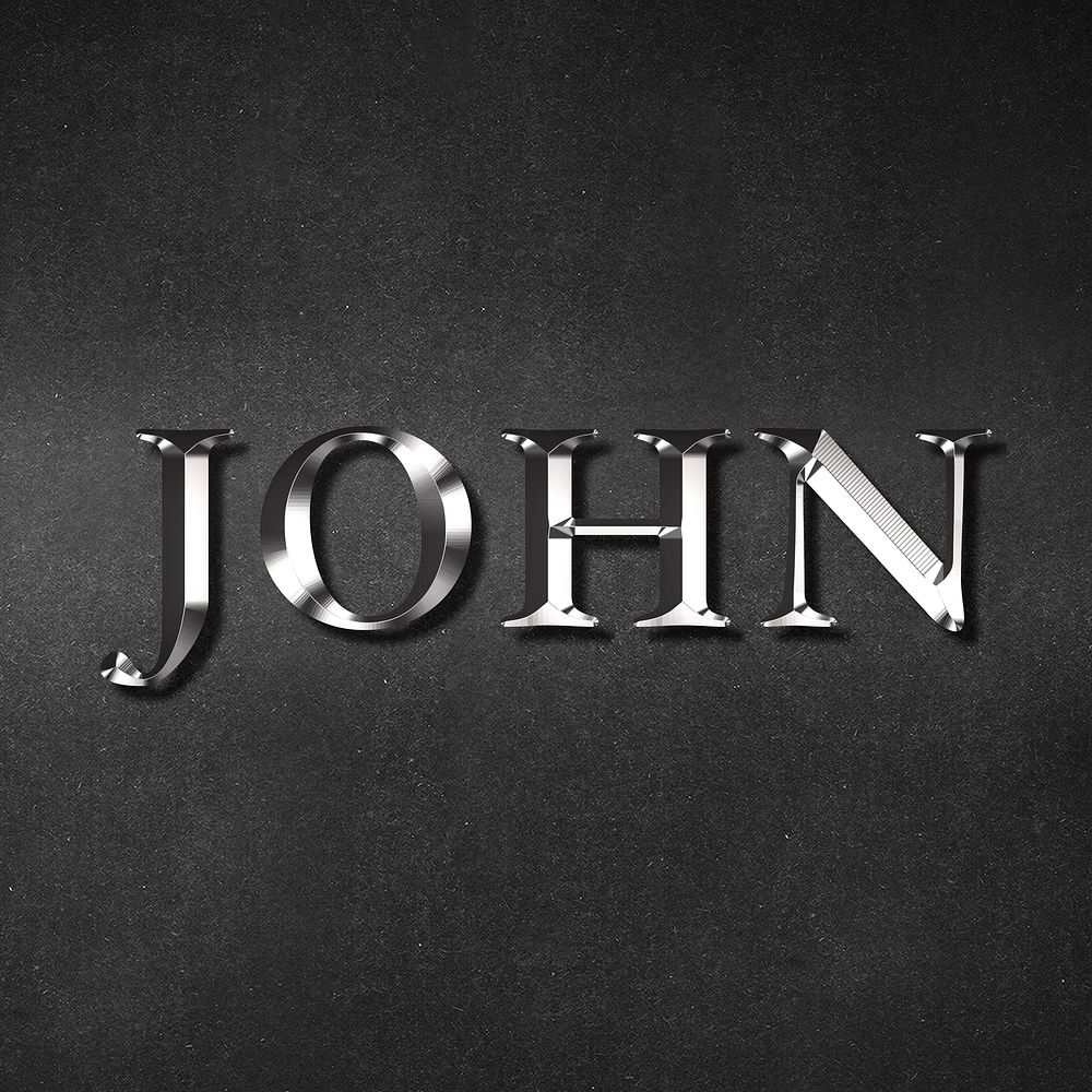 John typography in silver metallic effect design element