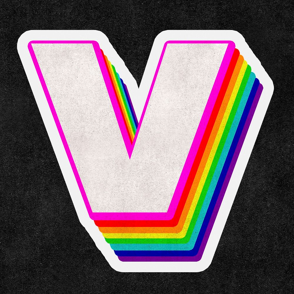 Letter v psd rainbow typography gay pattern