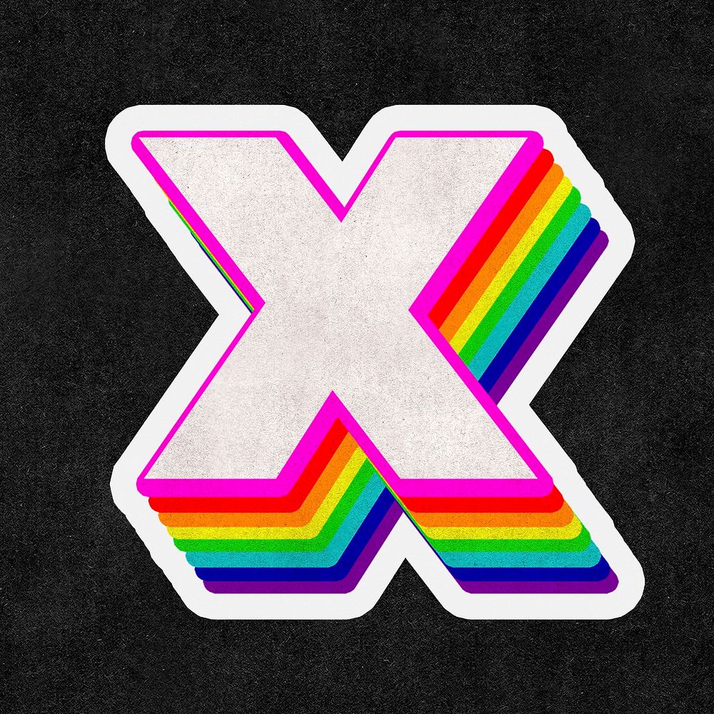 Letter x psd rainbow typography gay pattern