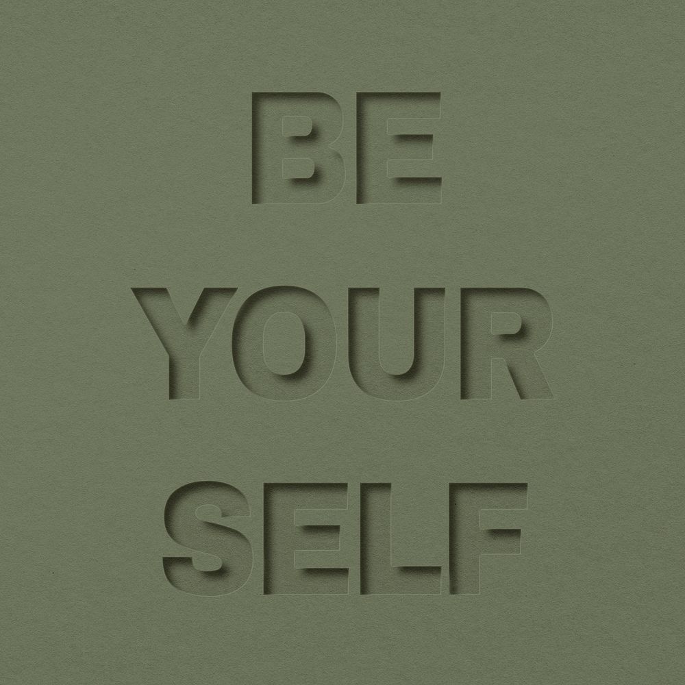 Be yourself word bold font typography paper texture