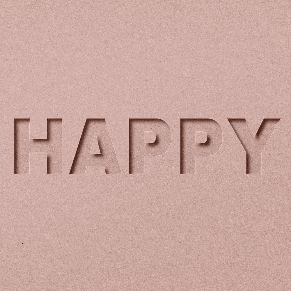 Happy word bold paper cut font typography
