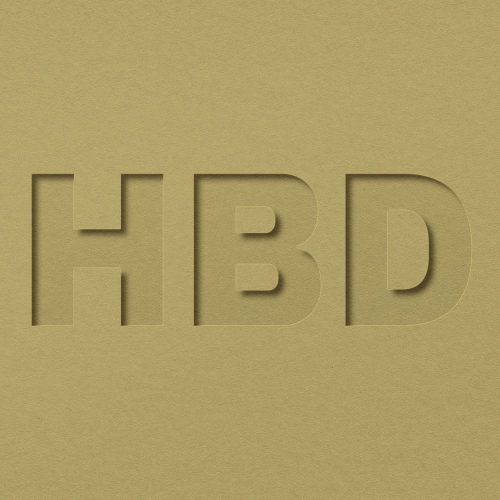 HBD word paper cut font shadow typography