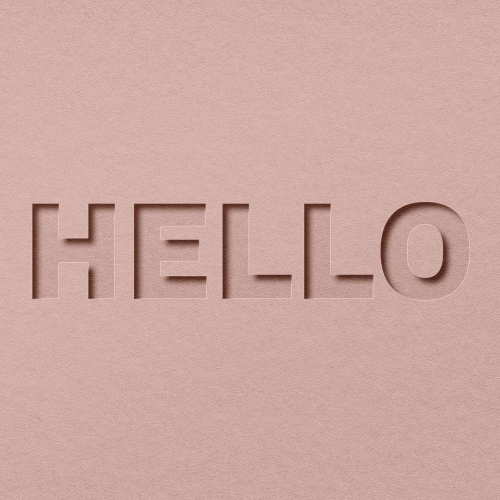 Hello text cut-out font typography