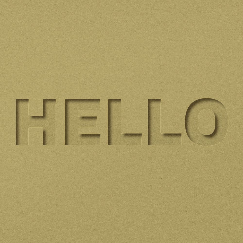 Hello word bold paper cut font typography