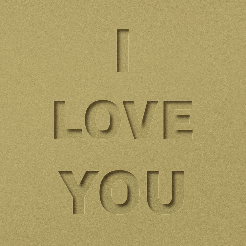 I love you text cut-out font typography